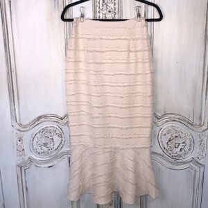 Luca + Grae  Cream Eyelash Fabric Fully Lined Mermaid  Midi Skirt Size XS
